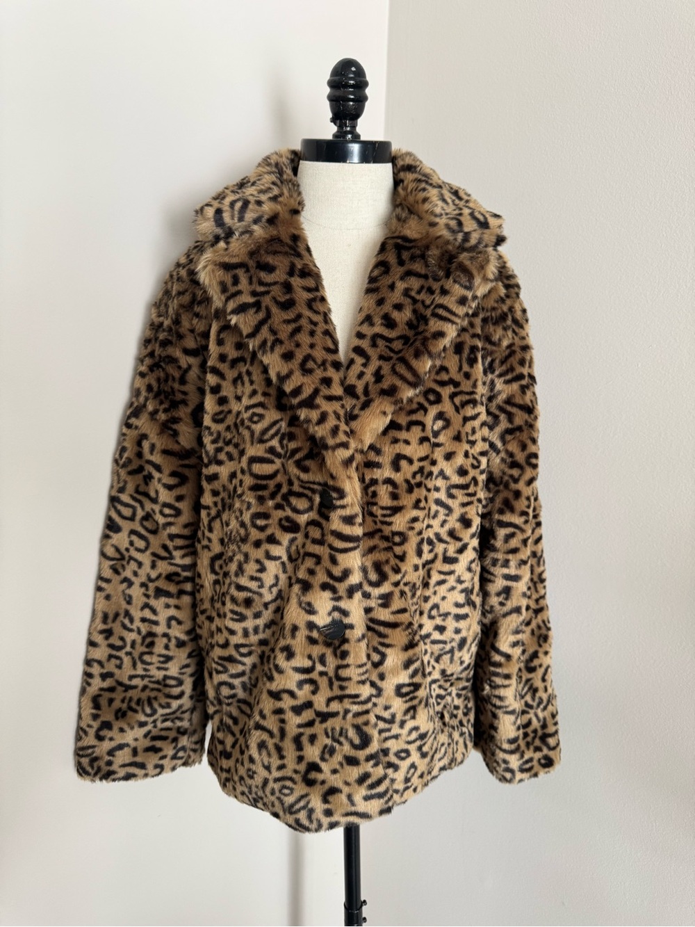 Walter Baker Faux Fur Leopard Teddy Jacket in Tan and Black